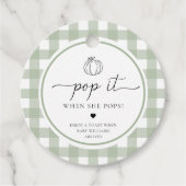 Sage Green Gingham Pumpkin Pop It, wenn sie Pop Geschenkanhänger (Vorderseite)