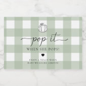 Sage Green Gingham Pumpkin Pop It, wenn sie Pop Schaumweinetikett (Einzelnes Label)