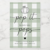 Sage Green Gingham Pumpkin Pop It, wenn sie Pop Weinetikett (Einzelnes Label)
