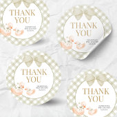 Sage Green Gingham Silly Goose Baby Shower Runder Aufkleber