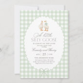 Sage Green Gingham Silly Goose Geschlechtsenthüllu Einladung (Vorderseite)