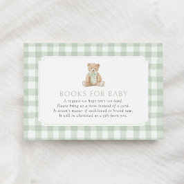 Sage Green Gingham Teddy Bear Books for Baby Begleitkarte