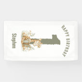 Sage Green Giraffe Happy 1. Geburtstag Banner (Horizontal)