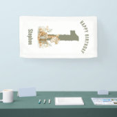 Sage Green Giraffe Happy 1. Geburtstag Banner (Messe)