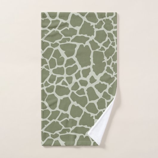 Sage Green Giraffe Print Badhandtuch Set (Handtuch)