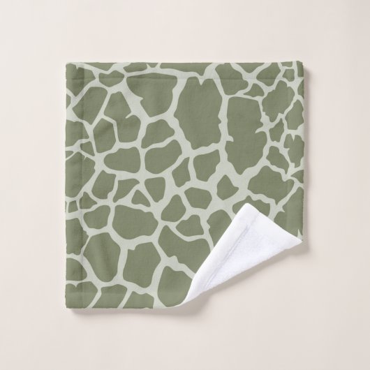 Sage Green Giraffe Print Badhandtuch Set (Waschlappen)