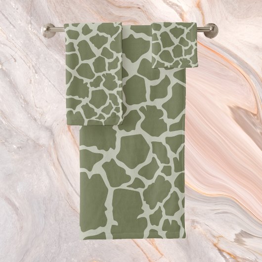 Sage Green Giraffe Print Badhandtuch Set