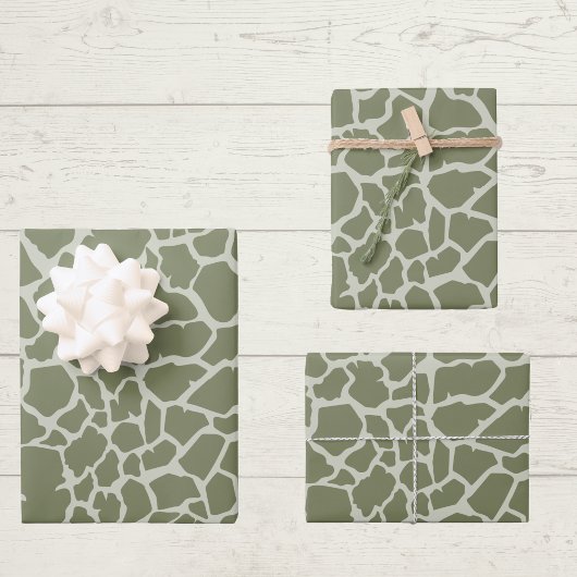 Sage Green Giraffe Print Geschenkpapier Set
