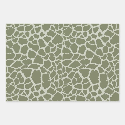 Sage Green Giraffe Print Geschenkpapier Set (Vorderseite)