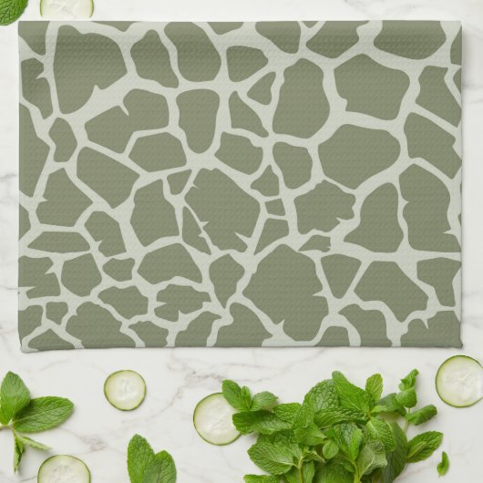 Sage Green Giraffe Print Geschirrtuch (Gefaltet)
