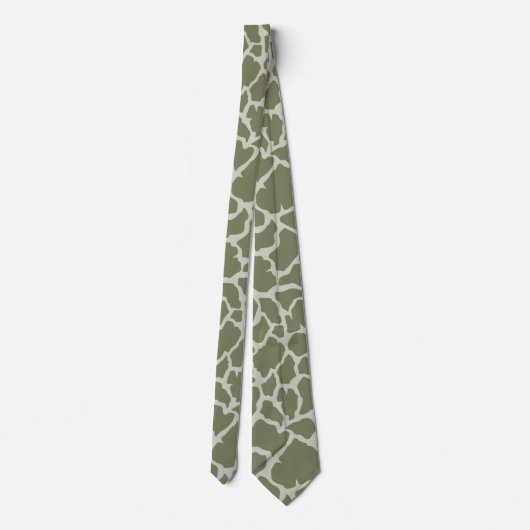 Sage Green Giraffe Print Krawatte (Rückseite)