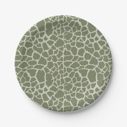 Sage Green Giraffe Print Pappteller (Vorderseite)