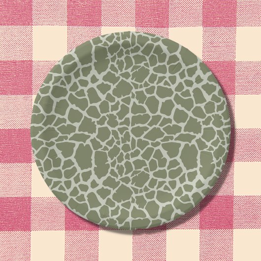 Sage Green Giraffe Print Pappteller