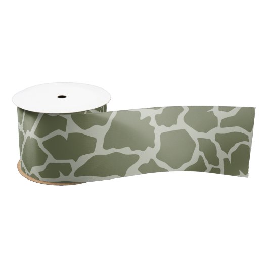 Sage Green Giraffe Print Satinband (Spule)