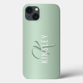 Sage Green Girl Monogram Name Modern Case-Mate iPhone Hülle
