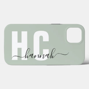 Sage Green Girl Script Monogram Name Case-Mate iPhone Hülle