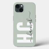 Sage Green Girl Script Monogram Name Case-Mate iPhone Hülle (Rückseite)