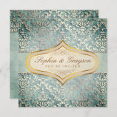Sage Green Glimmer Damask Hochzeit einladen Einladung (Vorne/Hinten)