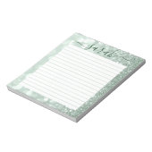 Sage Green Glitzer Lined Personalisiert Notizblock (Rotiert)