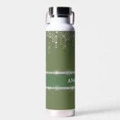 Sage Green Glitzer Tropfen glänzen Diamant Custom Trinkflasche (Vorne)