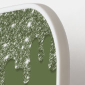 Sage Green Glitzer Tropfen glänzen Diamond Monogra Pickleball Schläger (Linke Seite)