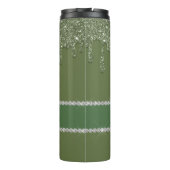 Sage Green Glitzer Tropfen Sparkling Diamond Thermosbecher (Rückseite)