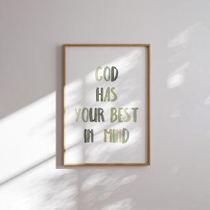Sage green God hat dein bestes im Kopf Poster