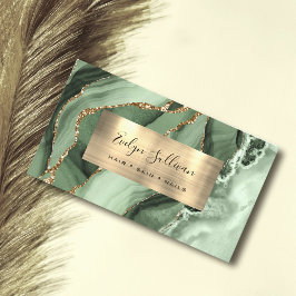 Sage Green Gold Agate Business Card Visitenkarte