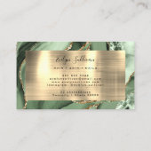 Sage Green Gold Agate Business Card Visitenkarte (Rückseite)