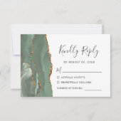 Sage Green Gold Agate Wedding RSVP Karte (Vorderseite)