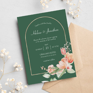 Sage Green Gold Arch Flora Boho Hochzeit Einladung