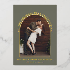 Sage Green Gold Arch Foto Verlobung Folieneinladung