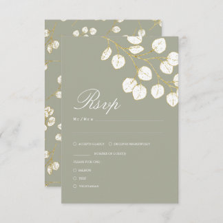 Sage Green Gold Blätter Grüne Hochzeit RSVP Karte