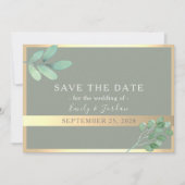 Sage Green Gold Botanic Save the Date (Vorderseite)