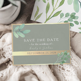 Sage Green Gold Botanic Save the Date