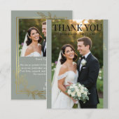 Sage Green Gold Botanical Wedding Dankeskarte (Vorne/Hinten)