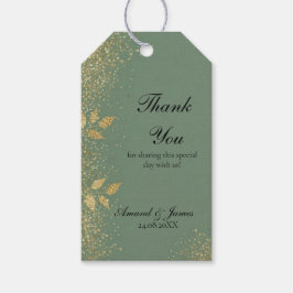 Sage Green Gold Botanical Wedding Favor Thank You  Geschenkanhänger