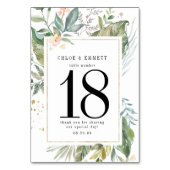 Sage Green Gold Botanische Hochzeit Tischnummer (Rückseite)