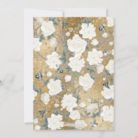 Sage Green Gold Chinoiserie Brautparty Einladung (Rückseite)