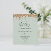 Sage Green Gold Dripping Glitzer Hochzeitsskript (Stehend Vorderseite)