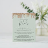 Sage Green Gold Dripping Glitzer Hochzeitsskript (Stehend Vorderseite)