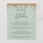 Sage Green Gold Dripping Glitzer Hochzeitsskript (Vorderseite)