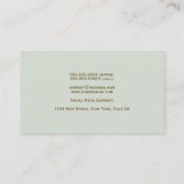 Sage Green & Gold Einfache Elegante Beruflich Visitenkarte (Rückseite)