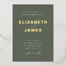 Sage Green & Gold Einfache Moderne Minimalistische Folieneinladung