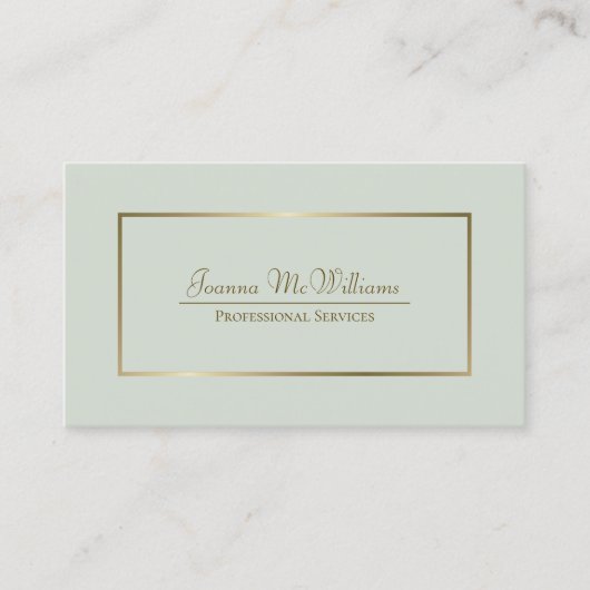 Sage Green & Gold Eleganter Beruflicher QR-Code Visitenkarte (Vorderseite)