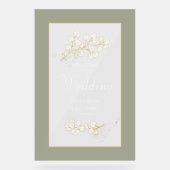 Sage Green Gold Eucalyptus Blätter Hochzeitsstimmu Acrylschild (Vorderseite)