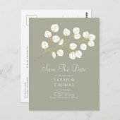 Sage Green Gold Eucalyptus-Blätter Save the Date Postkarte (Vorne/Hinten)