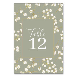 Sage Green Gold Eucalyptus Blätter Tischnummer