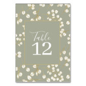 Sage Green Gold Eucalyptus Blätter Tischnummer (Vorderseite)