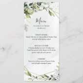 Sage green gold eucalyptus geometric wedding menu menükarte (Vorderseite)